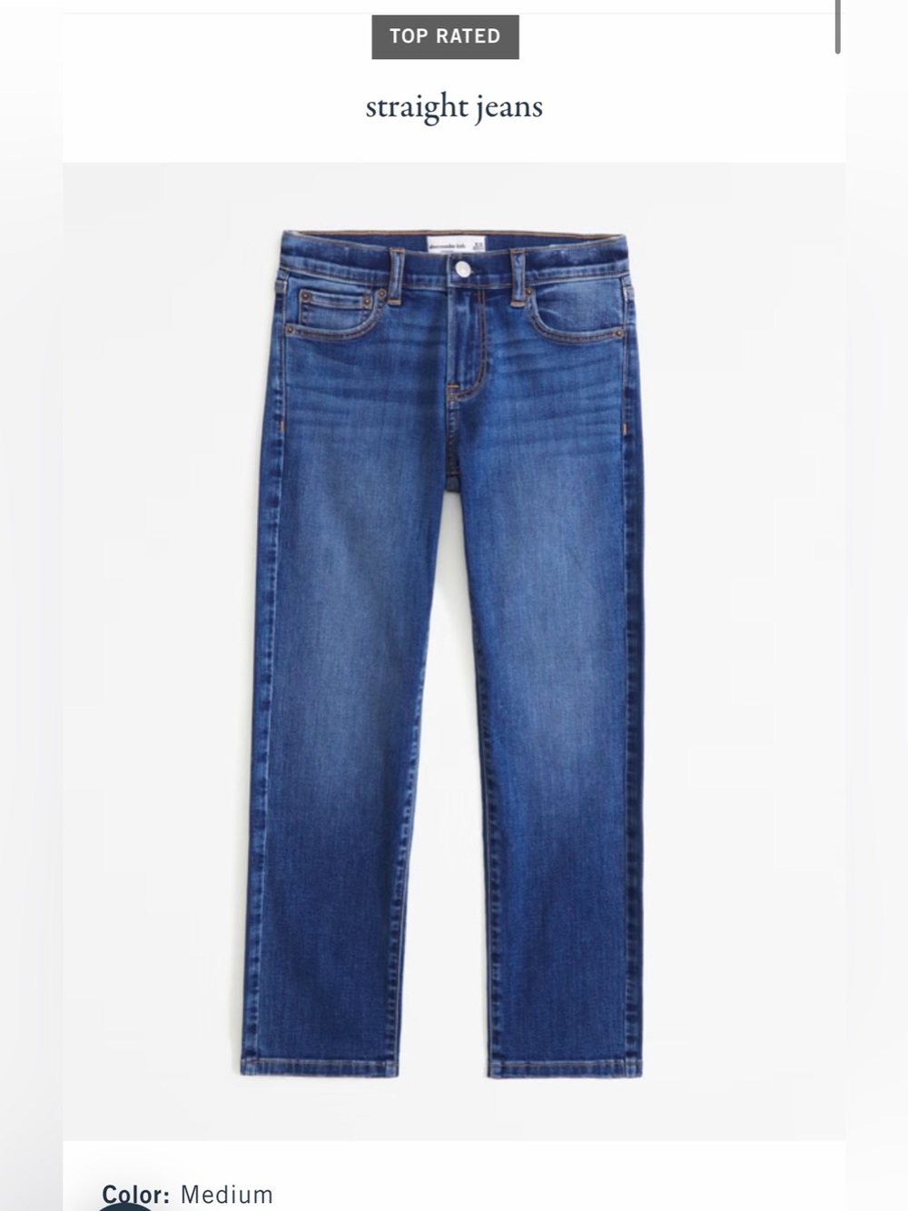 Abercrombie Kids Boys 11/12L Straight leg medium wash